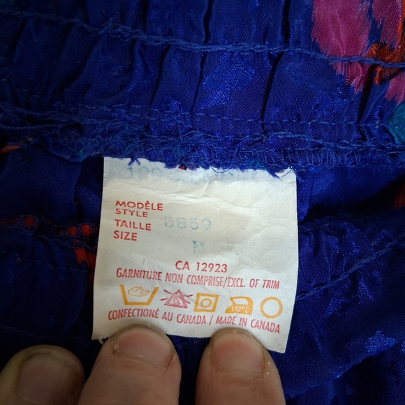 Vintage 80s/90s Paisley Floral Pleated Midi Skirt Royal Blue M - Picture 3 of 9